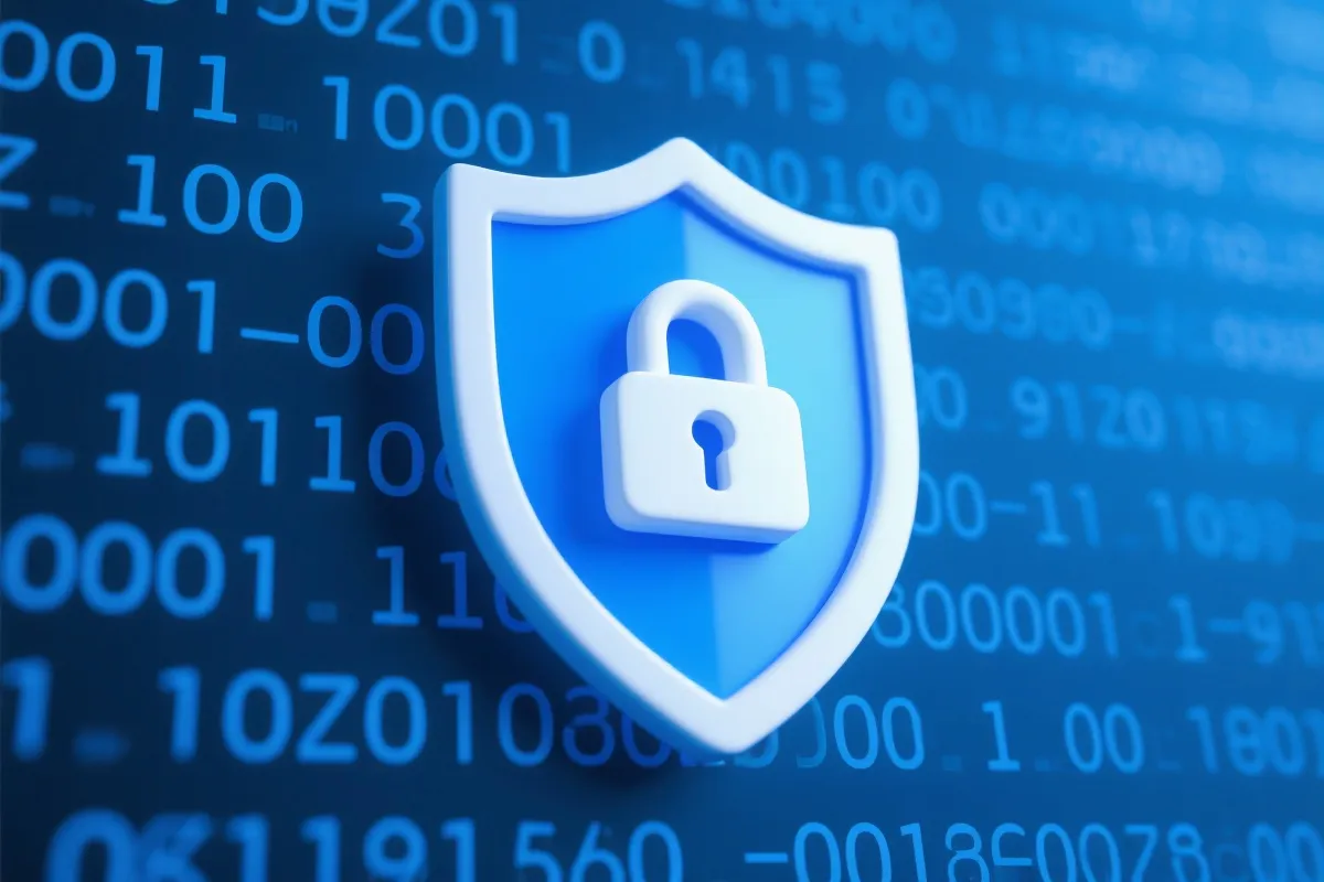 代表数据安全与隐私保护的抽象图标，如盾牌和锁，体现了系统的安全承诺。